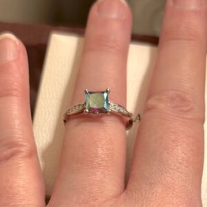 Charmed Aroma Rhodium Plated Silver-Mystic Topaz-Ring-Size 7